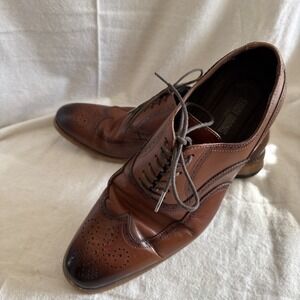 Stacy Adams Sz 11 M Mens Wingtip Oxford Dunbar 2 Tone Dress Shoes Brown Lace Up